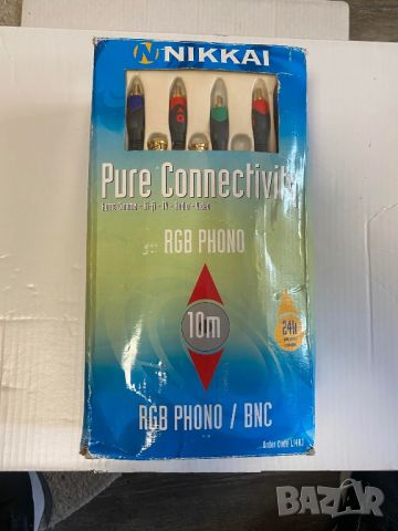 NIKKAI Pure Connectivity 10m RGB Phono to RGB Phono/BNC Cable 24 Gold Plated , снимка 1 - Други - 46727365