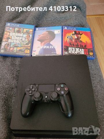 ПС 4 + 3 игри (Grand Theft Auto V, Red Dead Redemption 2, Fifa 22)