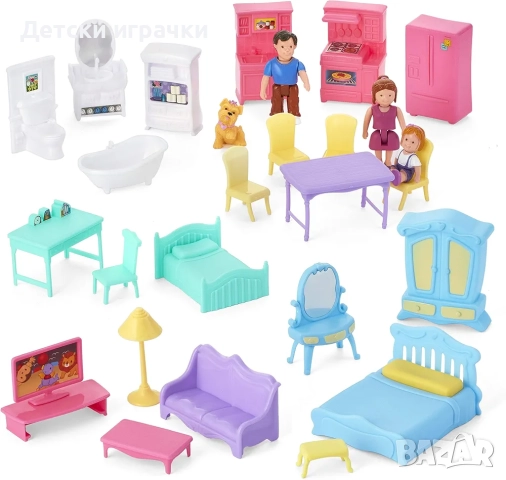Къща за кукли семейство кукли с куче и мебели, музикална , снимка 8 - Кукли - 52778026