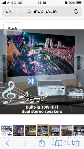 Проектор THREE ANTS Full HD поддържа  4K 1080P Native, 5G WiFi Bluetooth, 4-точков проектор за домаш, снимка 4 - Плейъри, домашно кино, прожектори - 45682912