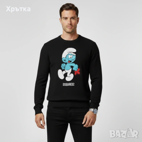 Dsquared2 x The Smurfs - Оригинален мъжки пуловер размер M