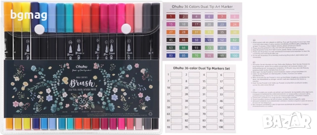 Ohuhu Maui Series 36 цвята маркери с два писеца-четка и тънък, снимка 10 - Ученически пособия, канцеларски материали - 52143166