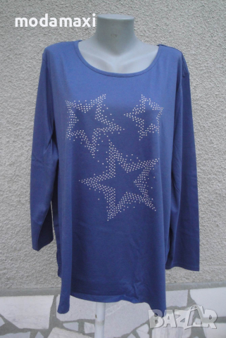 4XL Нова синя блуза със звезди от капси 
