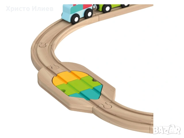 Дървено влакче с релси Дървена железница монтесори, снимка 4 - Влакчета, самолети, хеликоптери - 53638685