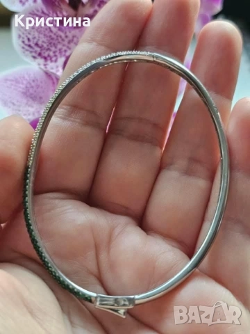 Красива сребърна гривна с цветни циркони , снимка 5 - Гривни - 51962305