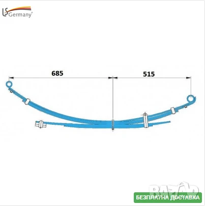 Ресорни листове пакет 5бр. 360250-LS Mitsubishi, снимка 2 - Части - 50999356