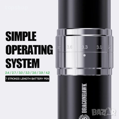 Нова проверена безжична машинка за татуировки Dragonhawk, 2 батерии 1500mAh, 7 дължина на ходовете.., снимка 6 - Други - 53138370