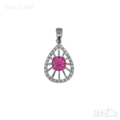СРЕБЪРЕН ВИСУЛКА С РОЗОВ ТОПАЗ ОТ ТАЙЛАНД, снимка 4 - Колиета, медальони, синджири - 52296237