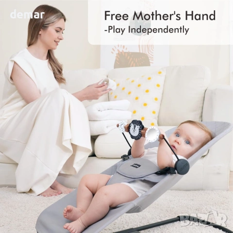 iGRATENS дървена играчка с огледало за бебешки шезлонг, играчки за ранно разпознаване в черно и бяло, снимка 7 - Други - 54028126