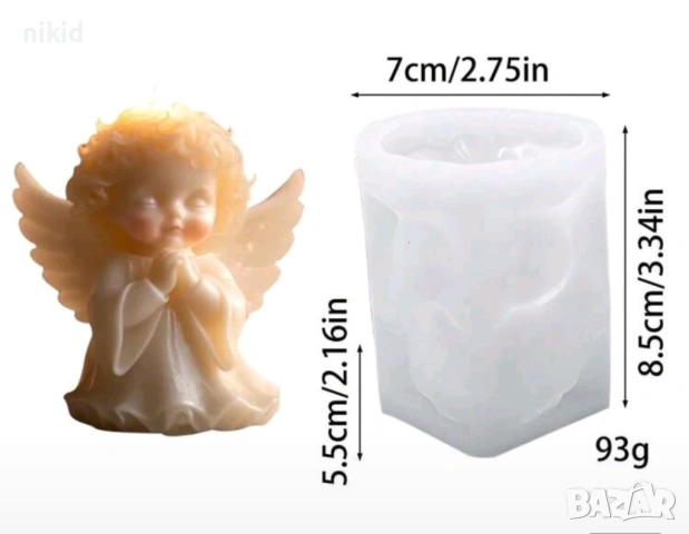 3D Ангел сияещ силиконов молд форма фондан шоколад гипс смола свещ декор