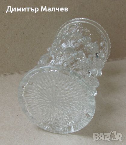 Стара малка стъклена ваза 13 см вазичка ок. 1980 г., отлична, снимка 6 - Вази - 45733098