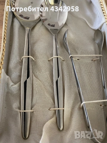 Винтидж комплект прибори от неръждаема стомана (Rostfrei, 18/8) – Германия, 1950-1960-те г., снимка 3 - Антикварни и старинни предмети - 54122349