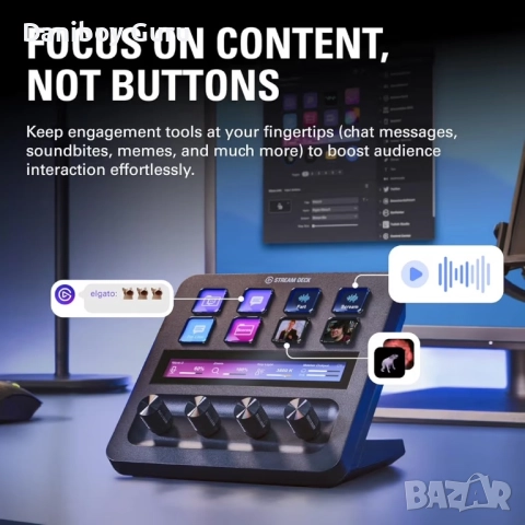 Elgato Stream Deck +, аудио миксер, продуцентска конзола и студиен контролер за създатели, снимка 6 - Друга електроника - 52407821