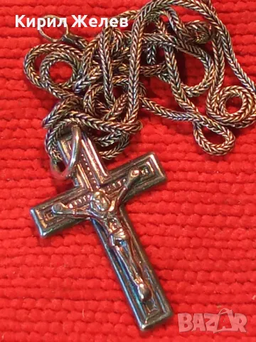 РАЗПЯТИЕ СРЕБЪРЕН КРЪСТ МАРКОВО ЛАКИРАНО СРЕБРО 925 със СРЕБЪРНА ВЕРИЖКА РЪЧНА РЕТРО ПЛЕТКА 25160, снимка 14 - Колиета, медальони, синджири - 50073170