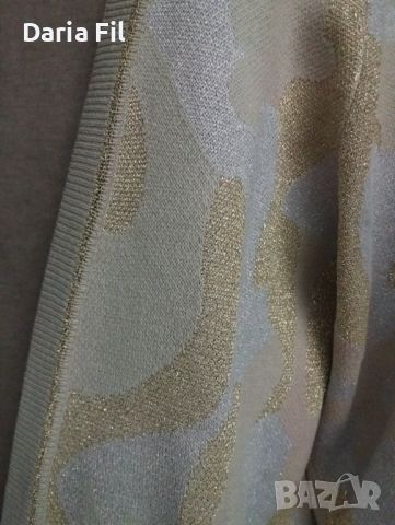 РАЗКОШНА дълга жилетка в блестящо сиво-бежово милитъри плетиво , снимка 5 - Жилетки - 45790537
