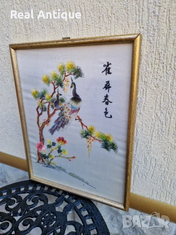 Прекрасна антикварна китайска картина бродерия върху коприна , снимка 4 - Картини - 51155577