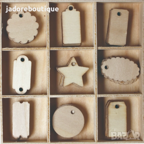 Дървени елементи/ фигурки Тагчета / Морски 45 бр в кутия, снимка 3 - Други - 51970587