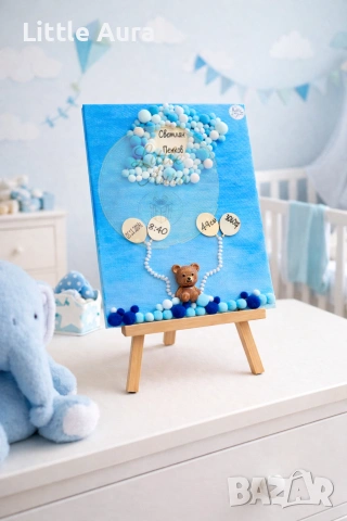 Персонализиран подарък, подходящ за изписване, кръщене, погача. Ръчно изработени бебешки картини