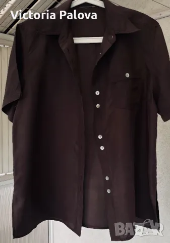 Копринена риза цвят кафе, снимка 5 - Ризи - 49732684