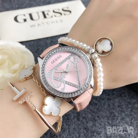 Дамски ръчен часовник Guess с кожена верижка, снимка 11 - Дамски - 52220987