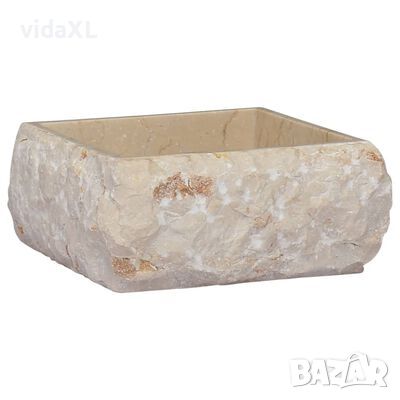 vidaXL Кремава мивка, 30x30x13 см, мрамор（SKU:149174, снимка 1 - Мивки - 46084366