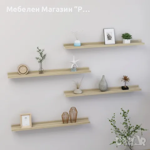 Стенни рафтове, 4 бр, дъб сонома, 80x9x3 см, снимка 10 - Етажерки - 47099249