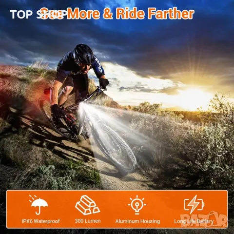 Велосипедни светлини RIDWIND за нощно каране, IPX6, предни и задни, презареждащи се, снимка 3 - Аксесоари за велосипеди - 49500159