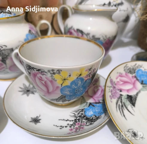 Руски порцелан ЛФЗ сервиз за чай , снимка 6 - Сервизи - 51240241