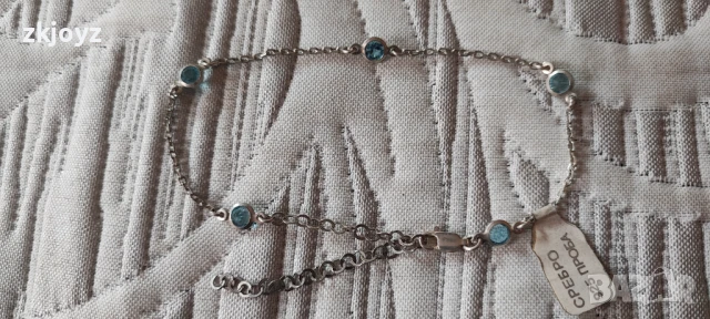 НОВА СРЕБЪРНА ГРИВНА ЗА КРАК С ЦИРКОНИИ 3.65 ГРАМА/ ПРОБА 925, снимка 4 - Гривни - 51160622