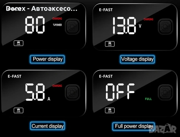 Автоматично Smart  Импулсно Зарядно за Акумулатор 12V 6A, снимка 2 - Аксесоари и консумативи - 53616671