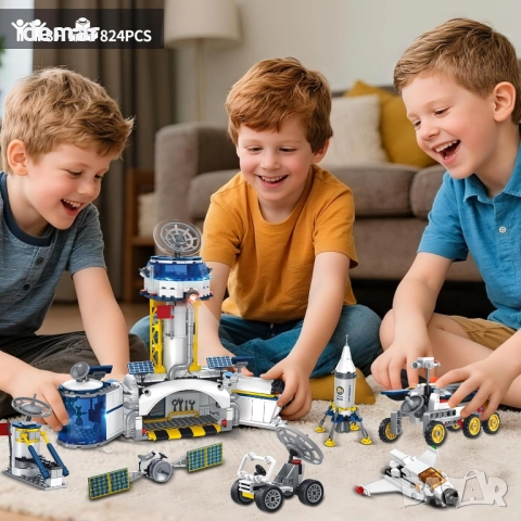 Комплект строителни блокове Sitodier за космическа база и изстрелване на ракета, 824 части,8+ години, снимка 8 - Образователни игри - 51943419