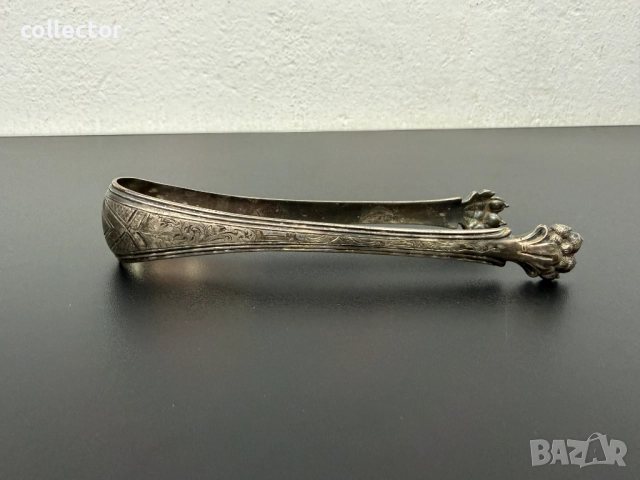 Стара дебело посребрена щипка за лед / сладки. №7780, снимка 7 - Антикварни и старинни предмети - 52876980