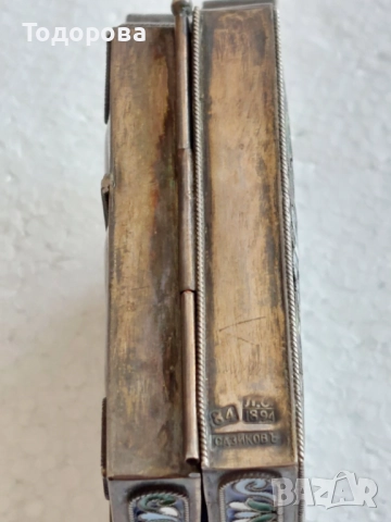 Лот сребърни икони,Царска Русия''сребърна,сребро 84 икона св.Николай Чудотворец/гилеше емайл, снимка 17 - Икони - 51951215