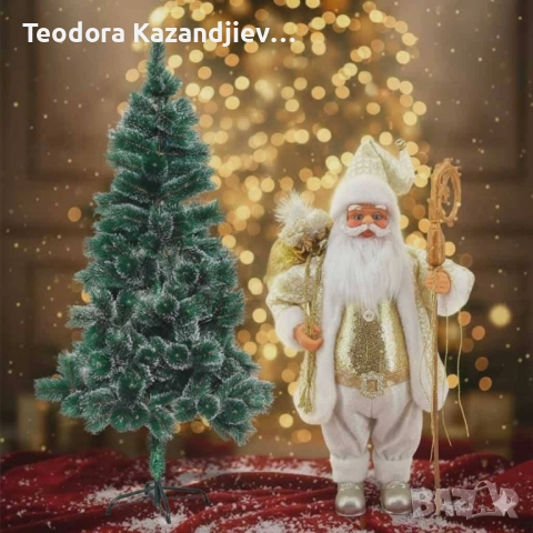 Дядо Коледа + Елха със заскрежени връхчета + Подарък , снимка 2 - Декорация за дома - 52539430