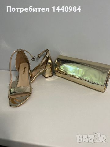Златни обувки и чанта, снимка 1