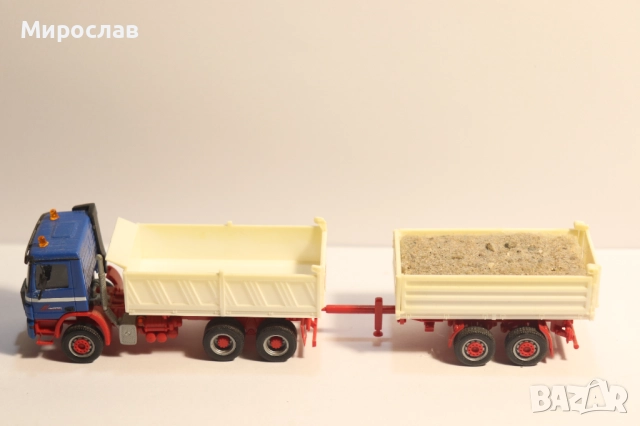 HERPA H0 1/87 MERCEDES САМОСВАЛ ГОНДОЛА КАМИОН МОДЕЛ, снимка 2 - Колекции - 52489660