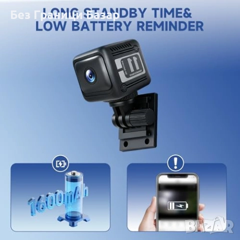 Нови Мини шпионска камера 4K, 10ч батерия, детекция движение, двупосочно аудио, снимка 5 - Други - 53573336