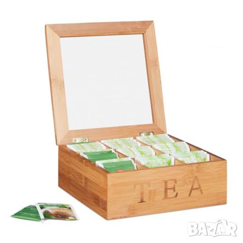 Бамбукова кутия за чай с 9 отделения, снимка 1 - Декорация за дома - 46461060
