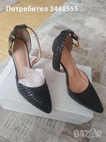 Дамски черни обувки на ток 38 номер. , снимка 3 - Дамски обувки на ток - 52828743