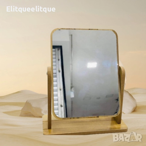 Стилно накланящо се дървено огледало с поставка, снимка 5 - Декорация за дома - 52217895