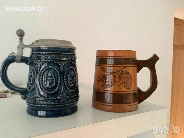 Халби за бира дърво изработено от лята керамика цена за 2 броя