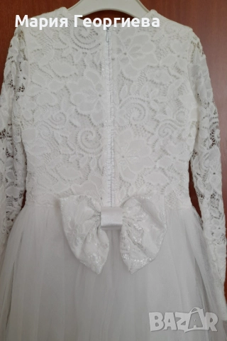 Рокля, бяла /красива детска, официална за 4-5 г. / РД, шаферка, парти / много топла шапка , снимка 5 - Детски рокли и поли - 51586294