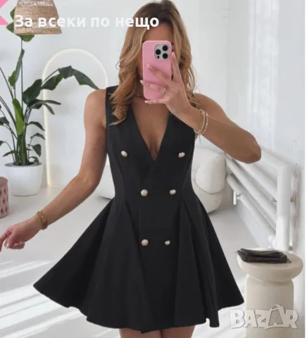 Дамска Рокля С V- Образно Деколте Разкроена В Талията - 3 Налични Цвята Код A562, снимка 2 - Рокли - 50183259