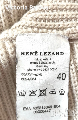 Луксозно дизайнерско пончо René Lezard – вълна и памук, асиметрия, черно/екрю, снимка 9 - Блузи с дълъг ръкав и пуловери - 53892069