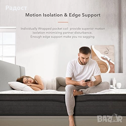 Промоция нови хибридни матраци с мемори пяна Sweetnight (160x190x25cm), снимка 6 - Матраци - 51736925