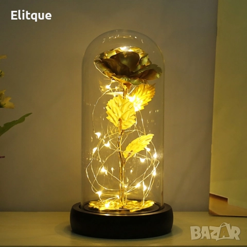 Вечна роза в стъкленица с LED светлина , снимка 5 - Изкуствени цветя - 52904072