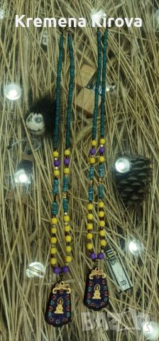 Гердан Буда от кокос, дърво, полускъпоценни камъни и глина., снимка 2 - Колиета, медальони, синджири - 45825069