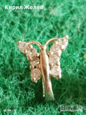 Нежни сребърни обеци във формата на ПЕПЕРУДА 🦋 с инкрустирани кристали 18703, снимка 2 - Обеци - 54104520