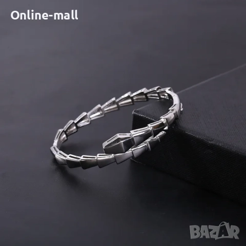 Луксозна гривна Змия Bvlgari медицинска стомана, златна или сребърна, снимка 2 - Гривни - 52425261