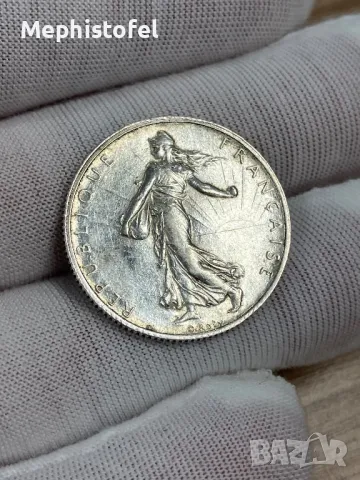 2 франка 1916 г, Франция - сребърна монета, UNC, снимка 4 - Нумизматика и бонистика - 50122022